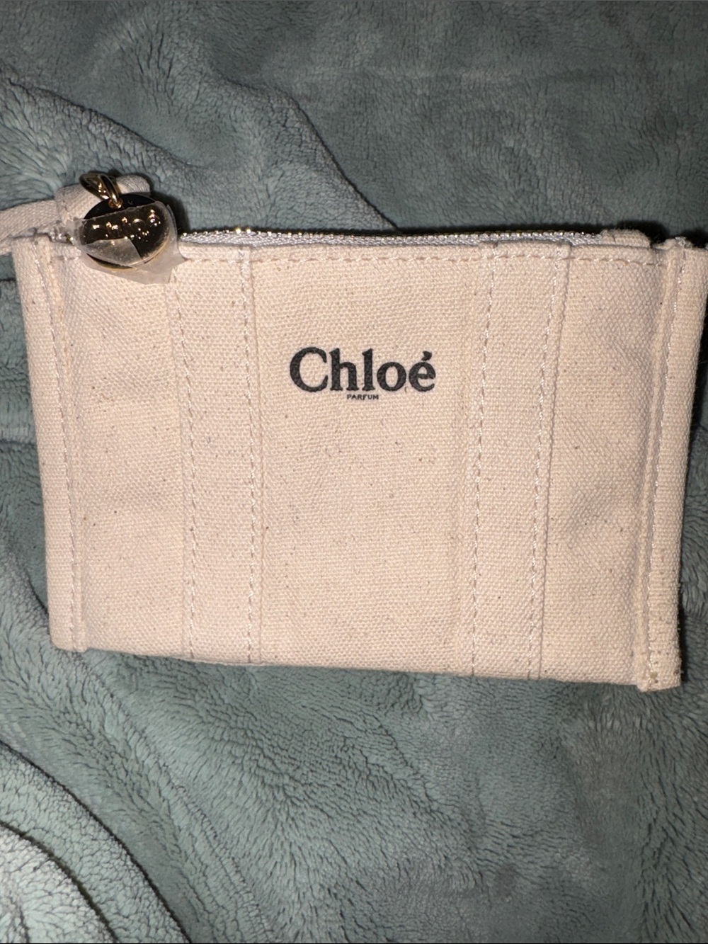 NWT Chloé Canvas Zip Pouch in Beige